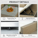 Placid Peak Modular Outdoor Patio Sectional Sofa, Loungers and Table 9pc Set - Cream White / Light Brown