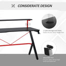 Rizer 47" 2-Tier Black and Red Gaming Desk with Cup Holder and Headphone Stand - Seasonal Overstock