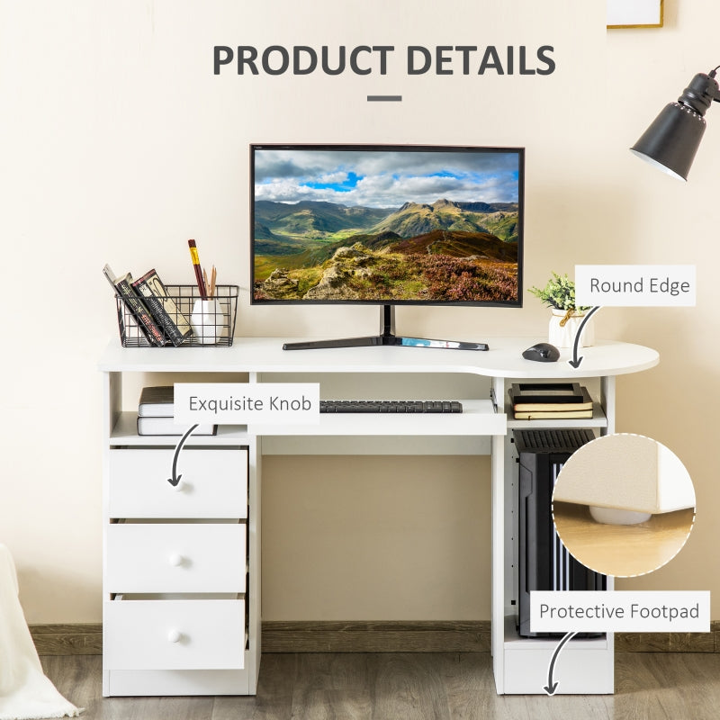 Yuna Computer Desk with Drawers, Shelves & Keyboard Tray - White - Seasonal Overstock