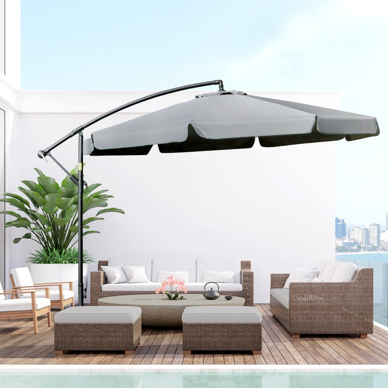 11ft Offset Cantilever Patio Umbrella with Easy Tilt Adjust - Grey - Seasonal Overstock