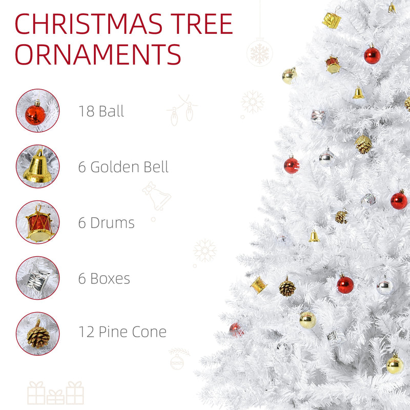 5.9ft White Artificial Christmas Tree with Ornaments - Seasonal Overstock