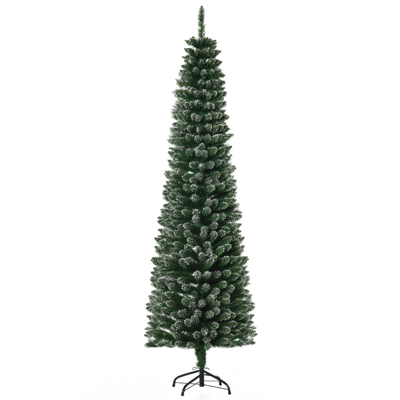 6.5ft Artificial Snow Dipped Narrow Space Christmas Tree - Seasonal Overstock