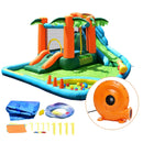 Bouncy Castles, 8-in-1 Tropical Paradise Bouncy Castle 14.1' x 12.3' x 6.75' - Seasonal Overstock