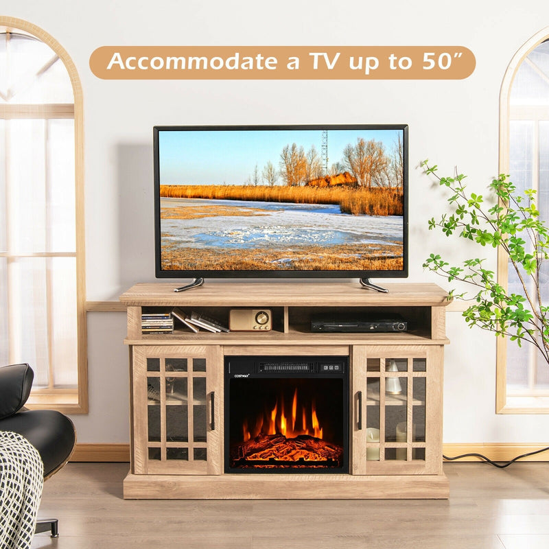 Felder Natural 1400W Electric Fireplace TV Stand for TVs up to 50" - Seasonal Overstock