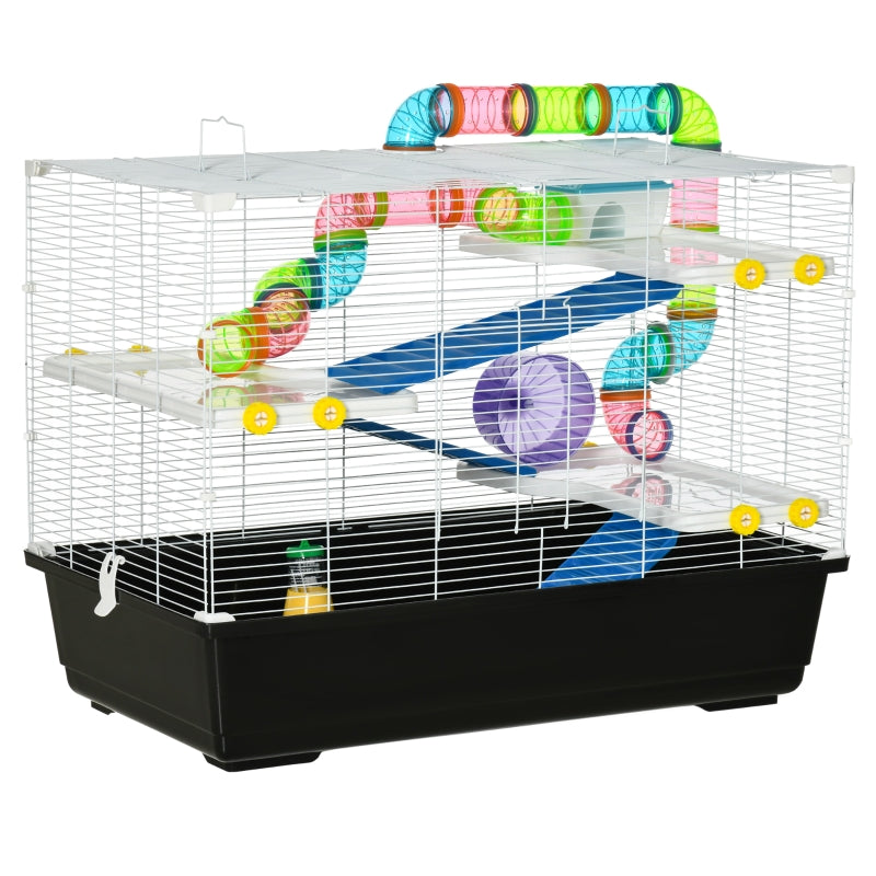 Large Hamster Cage Kit with Exercise Wheel & Tube - Black - Seasonal Overstock