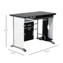 Sera Black and White Computer Desk with Keyboard Tray and Door Cabinet - Seasonal Overstock