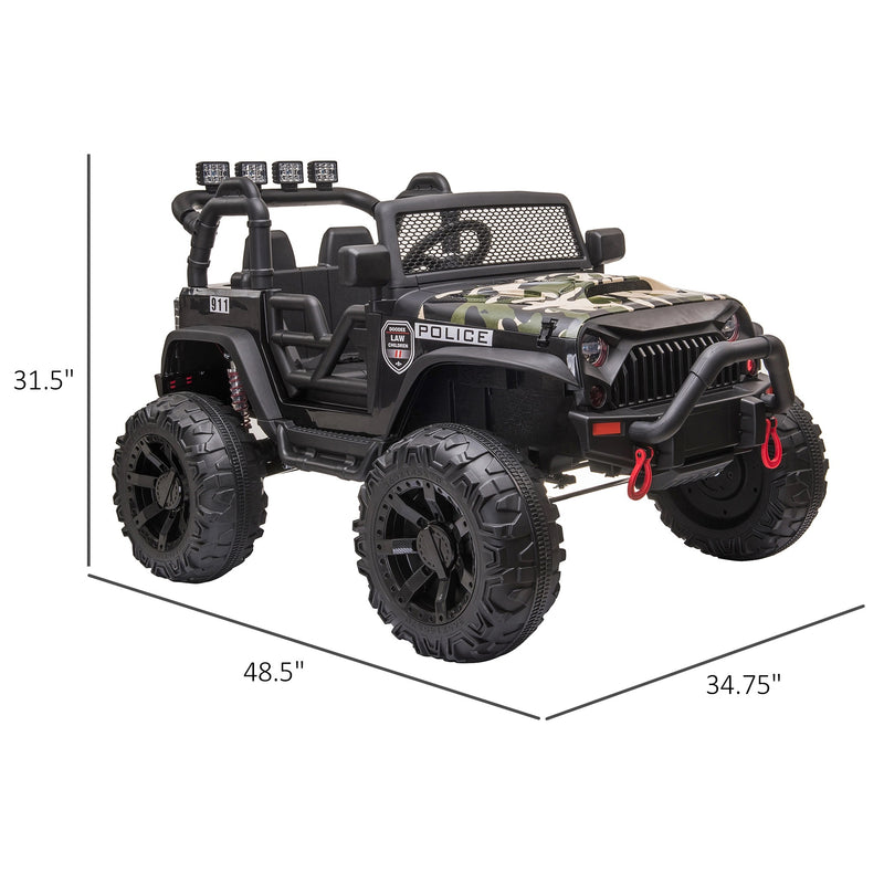 12V Ride-On 2 Seat Police Truck With Parental Remote - Camo - Seasonal Overstock