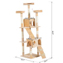 Pet Accessories, 5.6ft Multi-Level Cat Tree in Beige - Seasonal Overstock