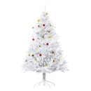 Christmas Trees, 4.9ft White Artificial Christmas Tree with Ornaments - Seasonal Overstock