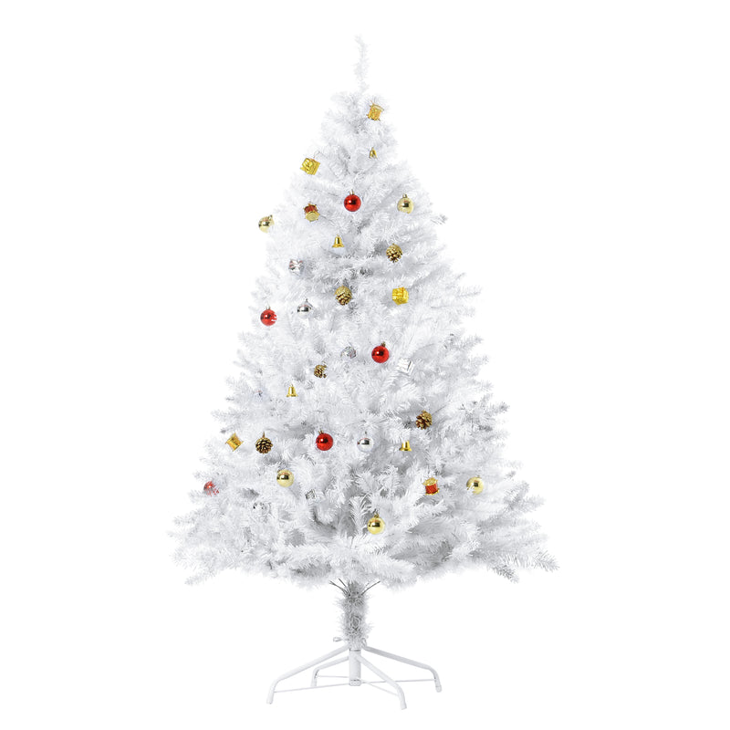 5.9ft White Artificial Christmas Tree with Ornaments - Seasonal Overstock