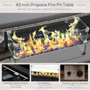 Fire Table, Genesis 50,000 BTU Propane Fire Table Brown Rattan with Glass Cover - Seasonal Overstock