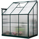 Greenhouses, 6.3' x 4.1' Lean-To Walk-In Greenhouse with Aluminum Frame, Polycarbonate Panels, Sliding Door - Green - Seasonal Overstock