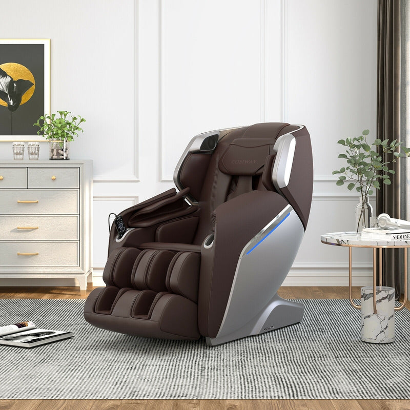 Full Body Zero Gravity Massage Chair with SL Track, Voice Control & Heat - Brown - Seasonal Overstock