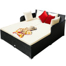 Halton Outdoor Rattan Lounging Patio Sofa - White - Seasonal Overstock