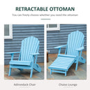 Layton Blue Folding Adirondack Chair with Retractable Lounger - Seasonal Overstock