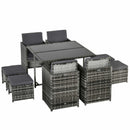 Mira 9pc Outdoor Patio Rattan Compact Dining Set - Grey - Seasonal Overstock