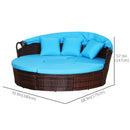 Paloma II 4pc Outdoor Rattan Sofa Bed / Patio Conversation Set - Light Blue & Brown - Seasonal Overstock