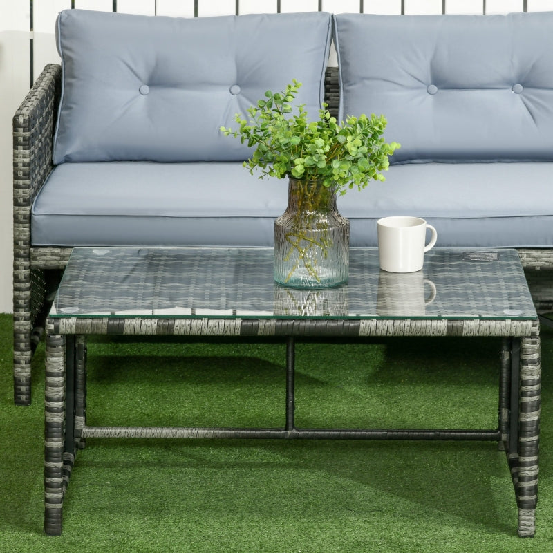 Raya 3pc Outdoor Patio Sofa with RHF Chaise and Table - Mixed Grey