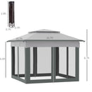 Gazebos, Zella 11' x 11' Light Grey Pop-Up Gazebo with Mesh Walls and Carry Bag - Seasonal Overstock
