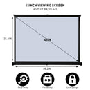 45" Mini Portable 4:3 Pull Up Projector Screen for Indoor Outdoor Use - Seasonal Overstock