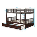 Chandler Full Over Full Wood Bunk Bed with Trundle Bed - Brown - Seasonal Overstock