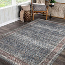 Rishika Blue Oriental Washable Area Rug by Sahara Designs - Seasonal Overstock