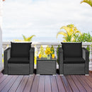 Tarin 3pc Outdoor Rattan Table and Chairs Set - Black - Seasonal Overstock