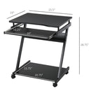 Brady 24" Black Rolling Desk with Keyboard Tray - Seasonal Overstock