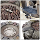 Faron 28" Round 40,000 BTU Faux Stone LP Fire Pit with Lava Rocks and Cover - Grey - Seasonal Overstock