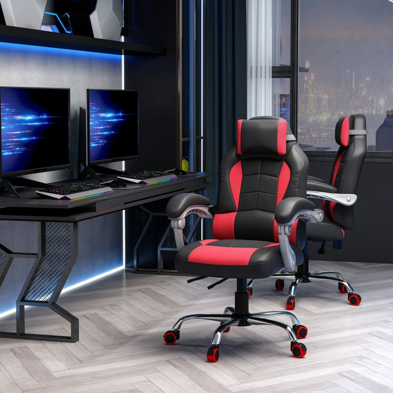 Flyta Ergonomic Executive Faux Leather Red & Black Office Gaming Chair - Seasonal Overstock