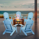 Layton Blue Folding Adirondack Chair with Retractable Lounger - Seasonal Overstock
