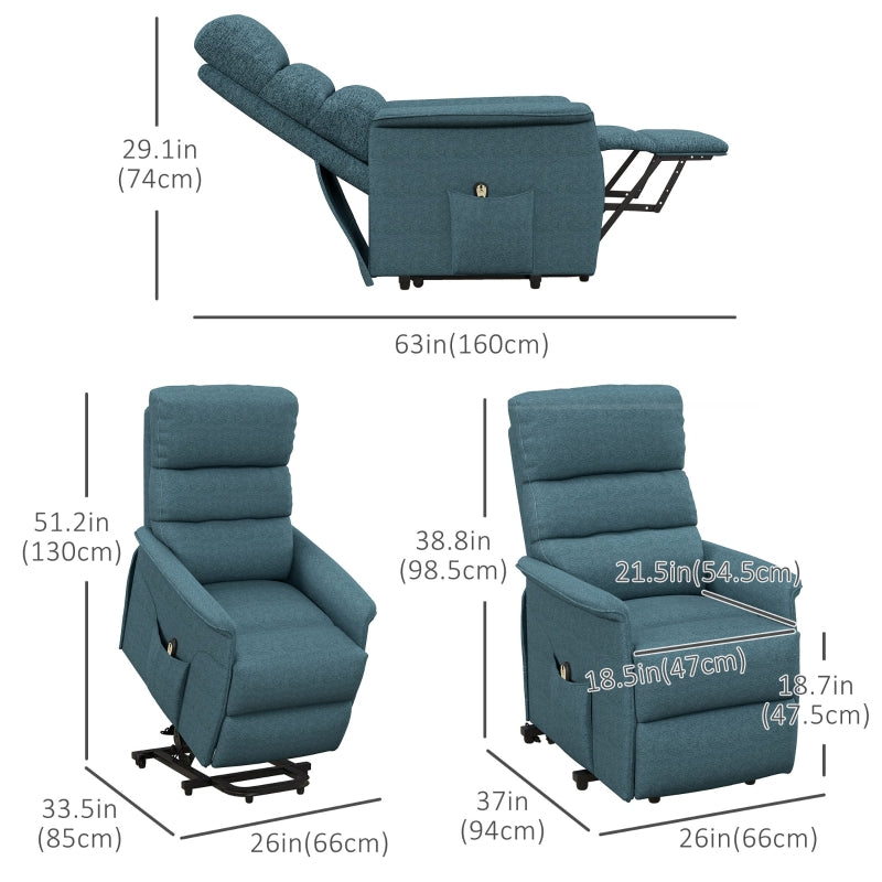 Ryder2 Powered Lift Recliner Chair Blue