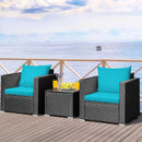 Tarin 3pc Outdoor Rattan Table and Chairs Set - Turquoise - Seasonal Overstock
