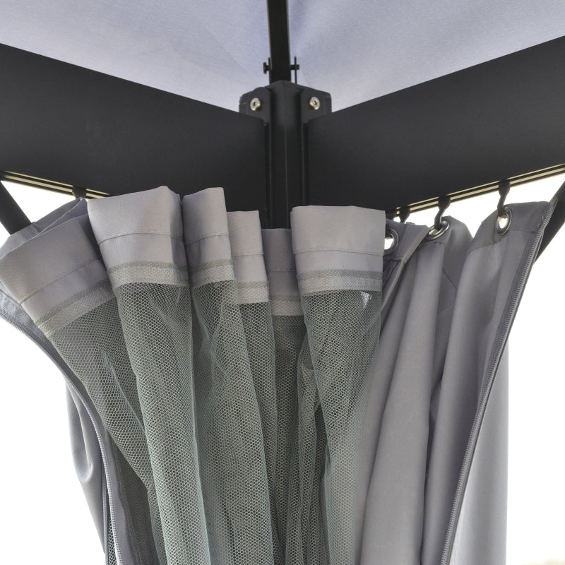 Thetis 13' x 10' Light Grey Gazebo with Mesh Curtains - Seasonal Overstock
