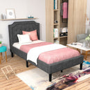 Tula Twin Size Grey Upholstered Platform Bed - Seasonal Overstock