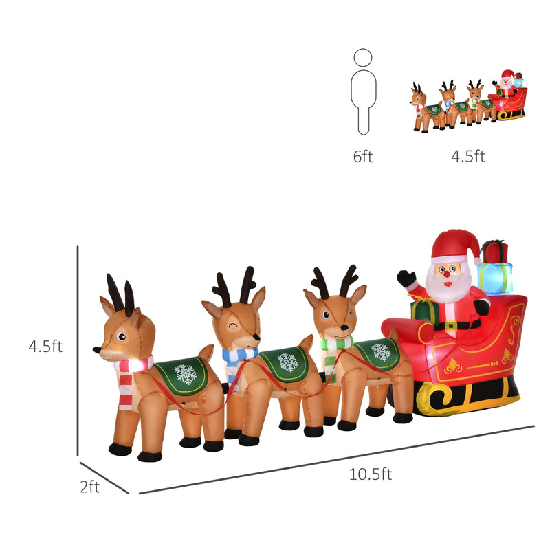 4.5ft Inflatable Santa on Sleigh & 3 Deer - Seasonal Overstock