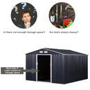 11' x 9' Large Garden Storage Shed - Dark Grey - Seasonal Overstock