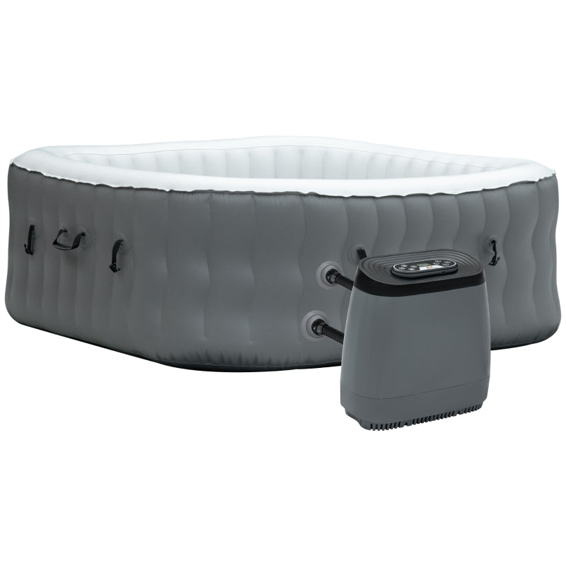 4-6 Person Inflatable Portable Hot Tub Spa 245 Gallons - Grey - Seasonal Overstock