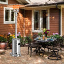 50,000 BTU Outdoor Standing Propane Patio Heater with Wheels - Silver - Seasonal Overstock