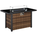 Fire Table, Genesis 50,000 BTU Propane Fire Table Brown Rattan with Glass Cover - Seasonal Overstock