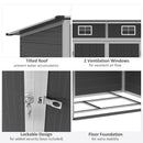 Storage Sheds, 6' x 4' Grey PVC Outdoor Garden Storage Shed with Aluminum Frame - Seasonal Overstock