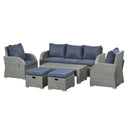 Balsam Cove 6pc Outdoor Wicker Sofa Chairs Table and Stool Patio Set - Dark Blue - Seasonal Overstock