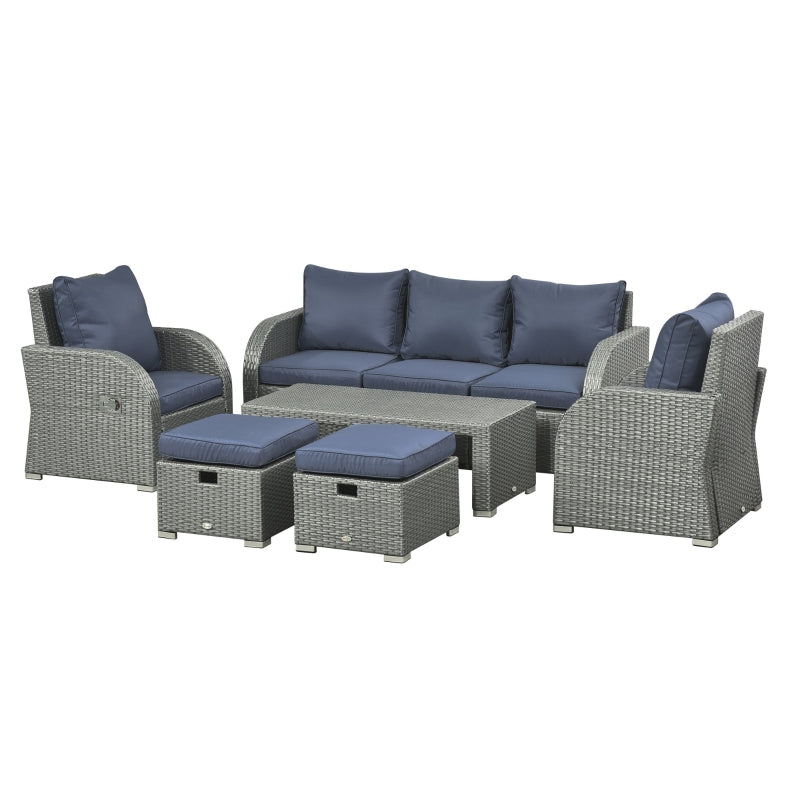 Balsam Cove 6pc Outdoor Wicker Sofa Chairs Table and Stool Patio Set - Dark Blue - Seasonal Overstock
