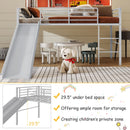 Jaya Twin Size Metal Loft Bed with Slide and Guardrails - Grey - Seasonal Overstock