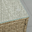 Placid Peak Modular Outdoor Patio Sectional Sofa, Loungers and Table 9pc Set - Cream White / Light Brown