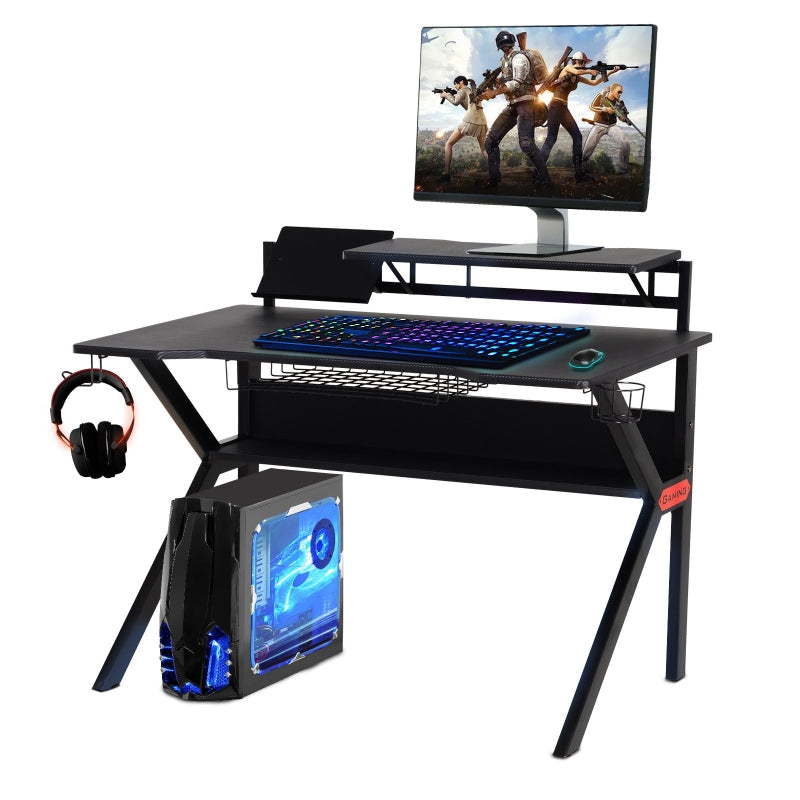 Rocky 47" Wide 2-Level Gaming Desk with Tablet Stand and Cup Holder - Seasonal Overstock