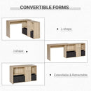 Simon Convertible L-Shaped Desk with Cabinet and Storage - Natural Oak - Seasonal Overstock