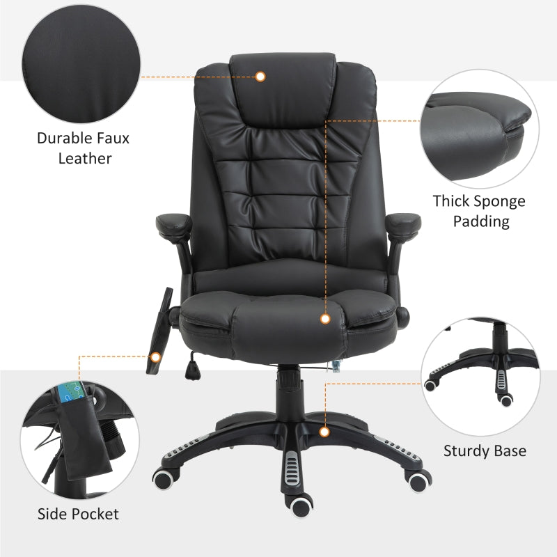 Xavi Luxury Executive Office Chair with Heated Vibration Massage - Black - Seasonal Overstock