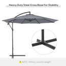 Patio Umbrellas, 10' Deluxe Cantilever Patio Umbrella - Grey - Seasonal Overstock