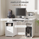 Esme Modern Computer Desk with Storage Drawers and Keyboard Tray - White - Seasonal Overstock